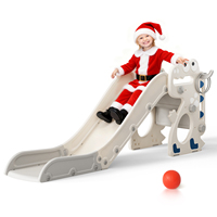 Kids Foldable Slide With Basketball Basket And Armrests, Kids With Early Sports Training Device, Indoor Outdoor Kids Playground