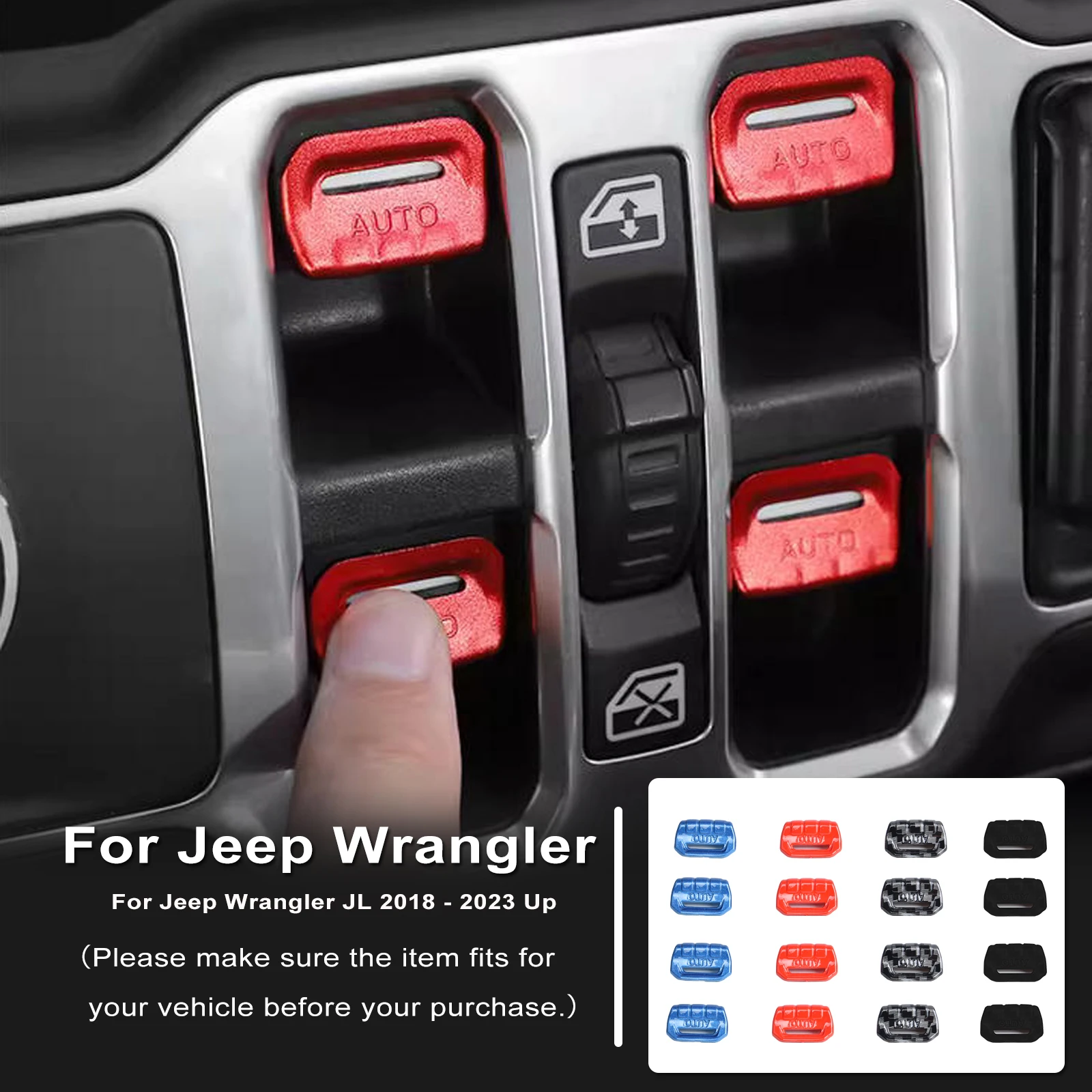 ABS-Autofenster-Bedienknopf-Dekorationsabdeckung für Jeep Wrangler JL ab 2018, für Jeep Gladiator JT ab 2018, Innenraumzubehör – Detail 1