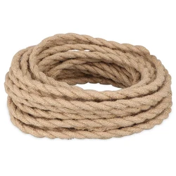 3M 5M 10M 2 Core Twisted Cable Hemp Rope Electrical Wire Retro Edison Style Copper Vintage Lamp Cord Textile Pendant Light Wire
