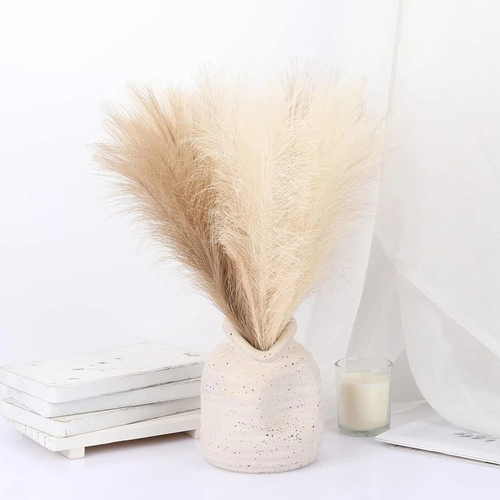 10 Stück künstliche Blumen flauschige Pampa Gras Dekor gefälschte Pflanze Schilf Blume für Hochzeit Boho Bouquet Büro Hotel Vase Dekoration