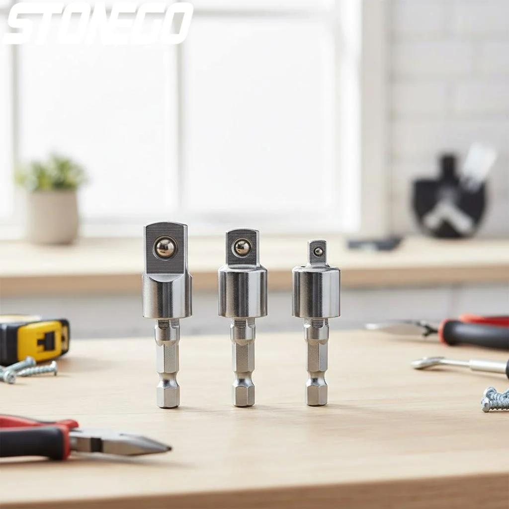 Socket Adapter for Impact Driver Hex Shank to Square Socket Drill Bits Rotatable Extension 1/4 3/8 1/2 Inch 1PC 3PCS