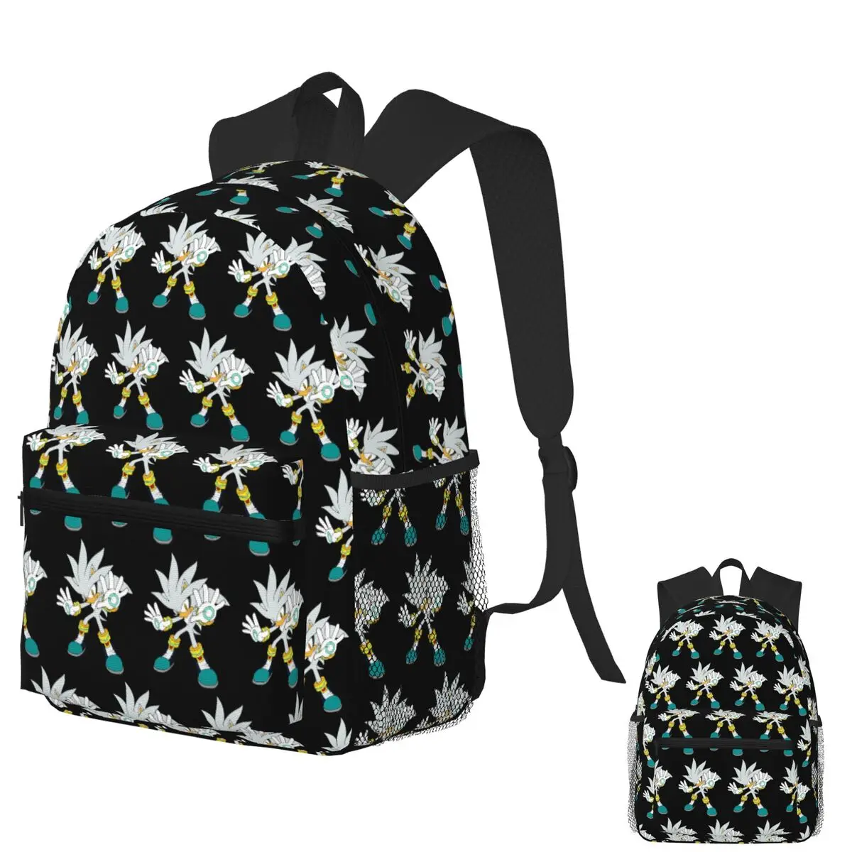 

Silver Sonic The Hedgehog Student Backpack School Bag Hiking Travel Daypack for Boys Girls Fashion Bookbag Shoulder Bags
