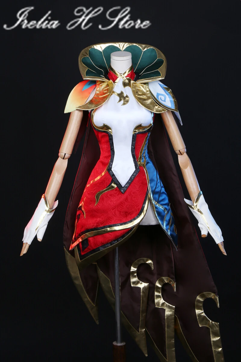 (stock}Irelia H Store LOL Brave Phoenix Xayah Cosplay Costume Halloween dress female with cloak image 2