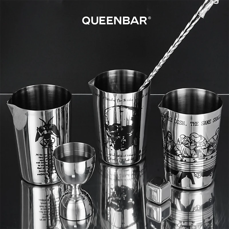 Queen bar 1 stücke handgemachte Shaker Tasse geätzt Craft Mixer personal isierte chinesische Stil Shaker Krug, das letzte Abendessen