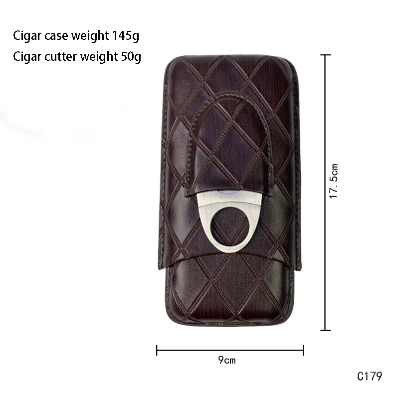 Cigar Case With Diamond Pattern Cigar Cutter, 3 Cigar Cases, Cigar Storage Bag