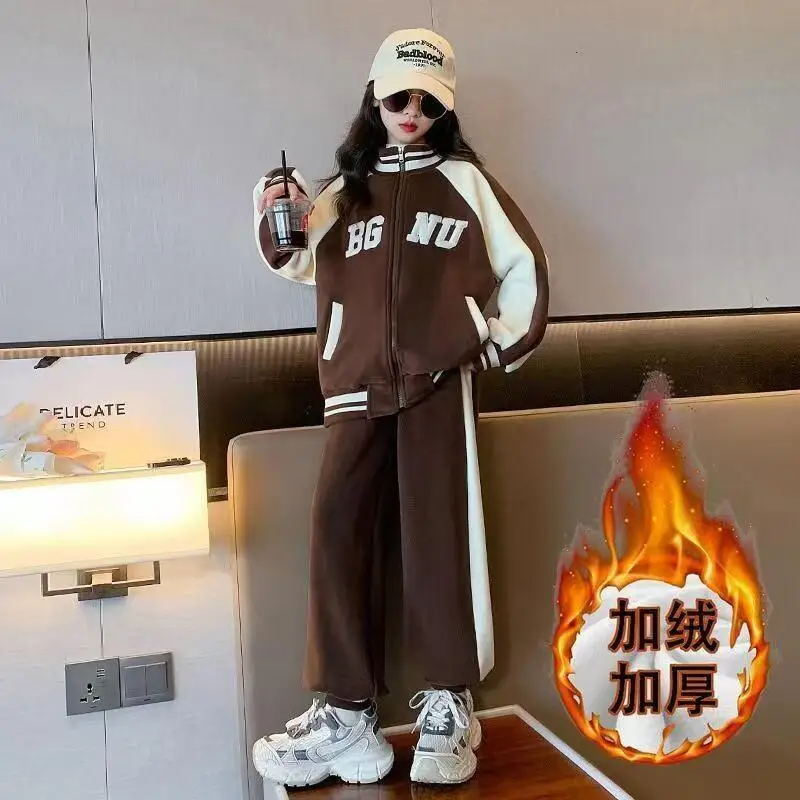 

Kawaii осенне-зимний плюшевый комплект для девочек, комплект из 2 предметов, толстовка с капюшоном, сохраняющая тепло, модный новый стиль, студенческая повседневная детская одежда с героями мультфильмов