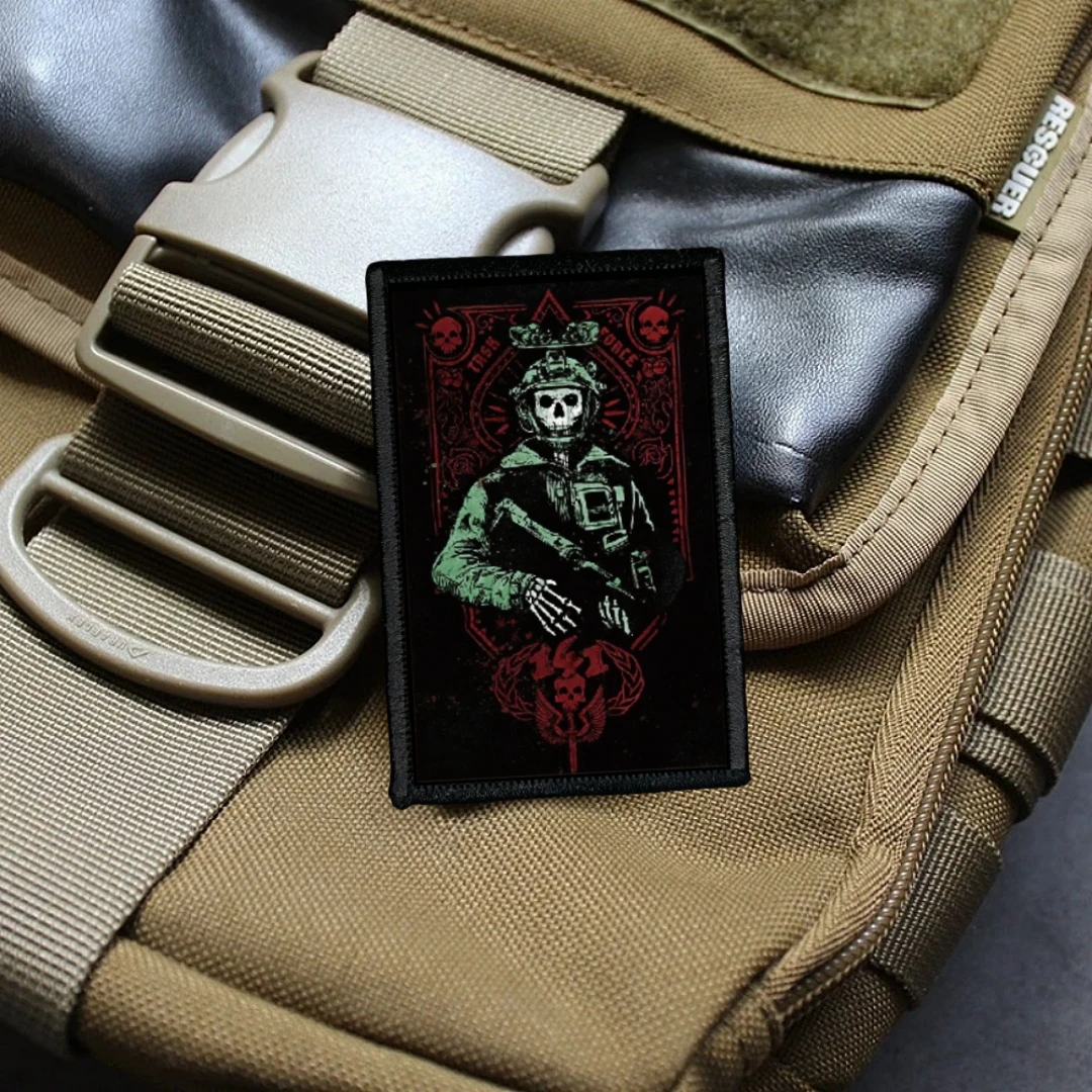 Tactical Patch TASK FORCE 141 CODE Call of Duty Ghost Mask Morale Badge Military Backpack Sticker Printing Hook Loop Patches