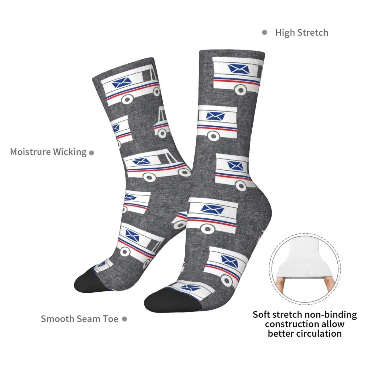 Mail Trucks - Grey Socks Harajuku Super Soft Stockings All Season Long Socks Accessories for Man's Woman's Birthday Present