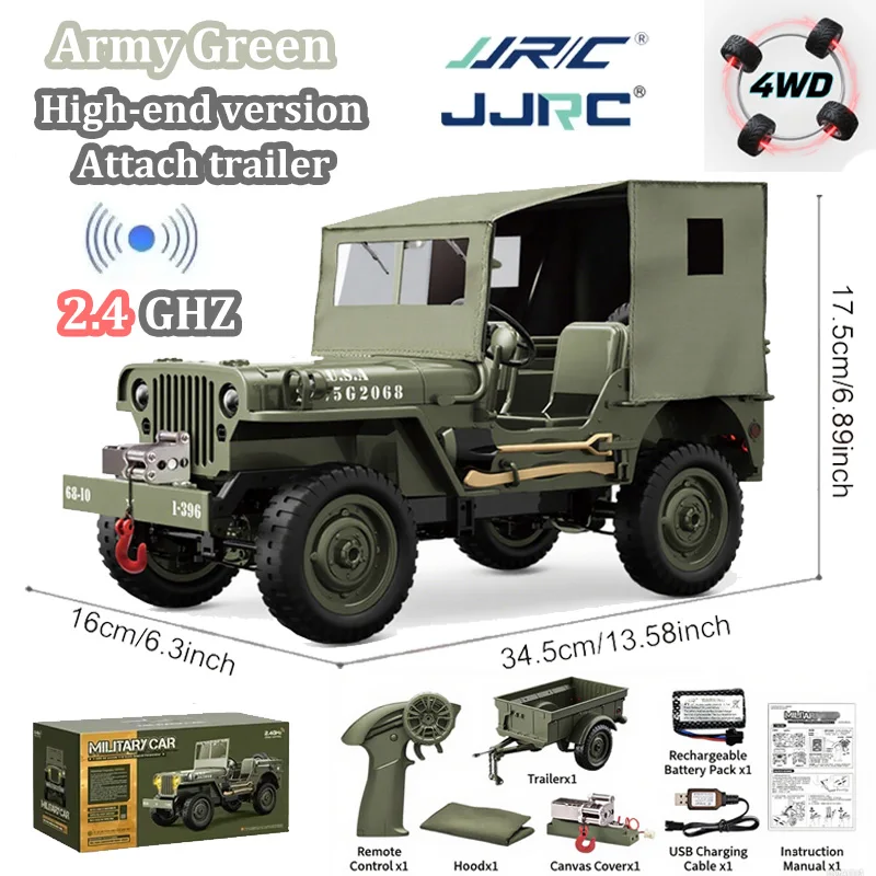 

JJRC C8815 1/10 WILLYS Rc Car 1941 Four-wheel Drive RTR Traveler 2.4G Truck Vehicle Off-road Vehicle Adult Toy Children's Gift