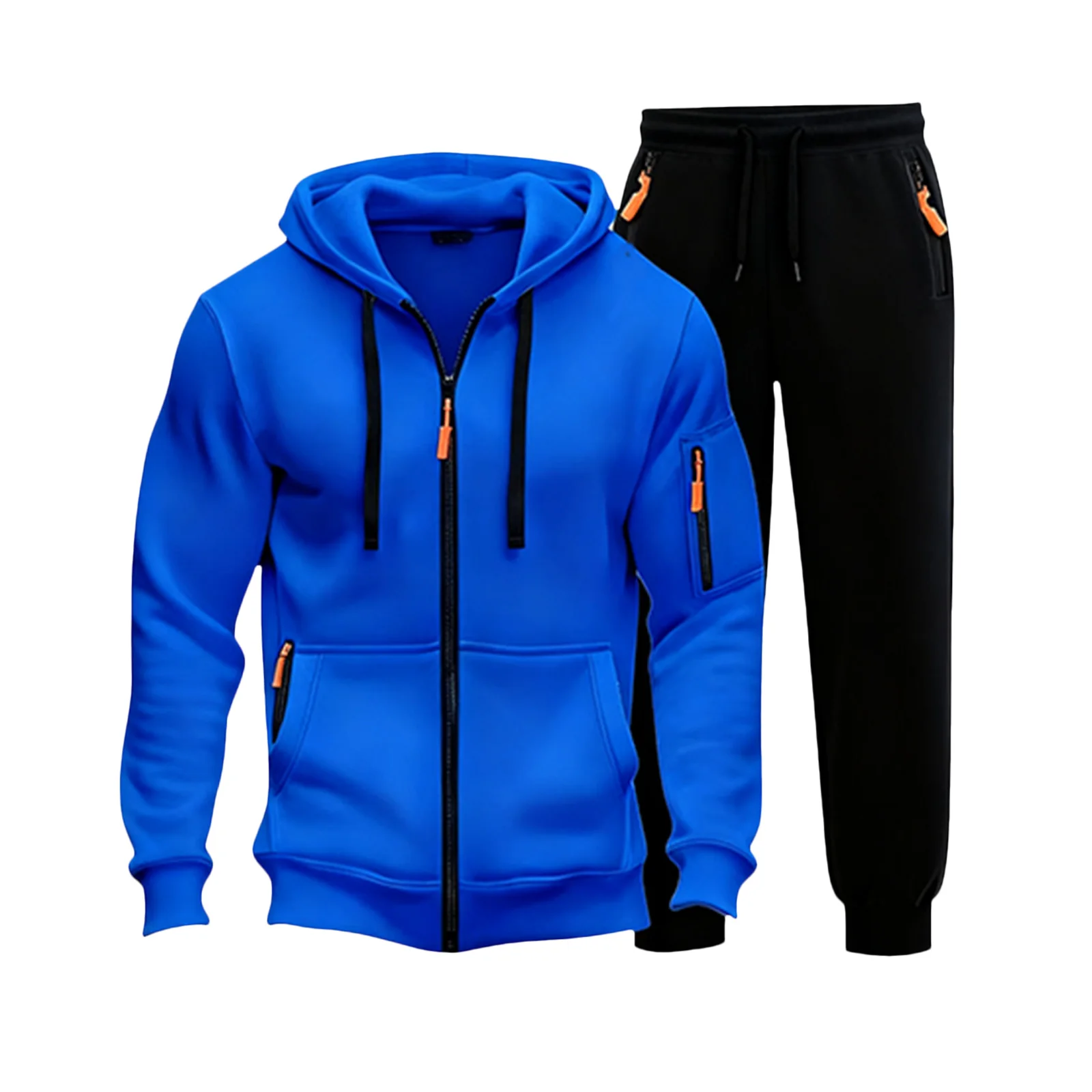 

Prom Suits Men's Fleece Lined Hooded Sweatshirt With Zipper Cardigan And Jogger Pants Casual Sports Mens Slim Fit Cotton Suit