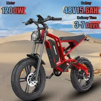 1200W Powerful Motor Electric Bicycle 48V15.6AH Lithium Battery E Bike Max Speed 50km/h 20*4.0-inch Fat Tire Snow Electric Bike
