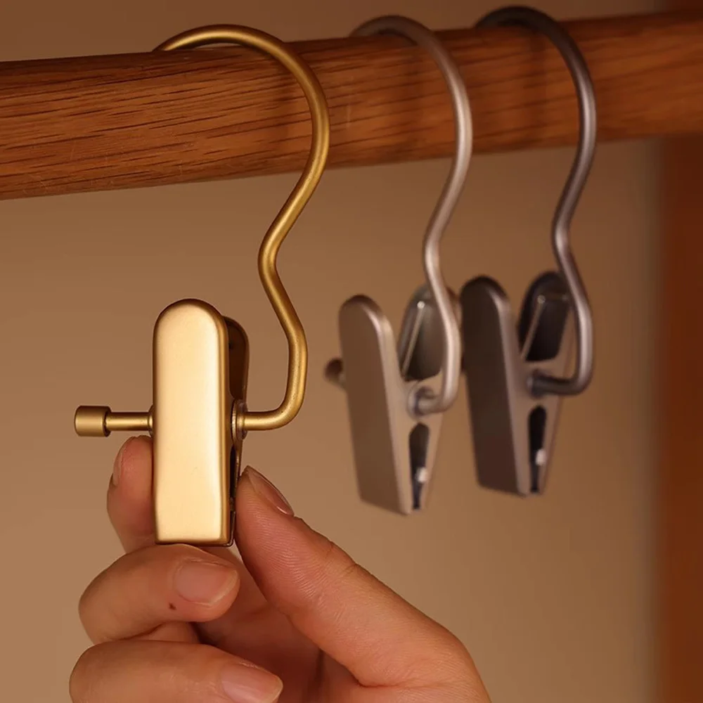 

5pcs Hook Clips Metal Clothespins Multifunction Laundry Drying Racks Hats Hanging Clips Skirts Trousers Storage Closet Organizer