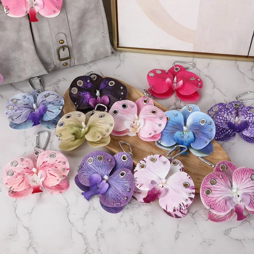 Fashion Simulation Flower Orchid Lily Keychain Colorful Gifts Flower Bag Pendant Backpack Decoration Backpack Hangings Decor