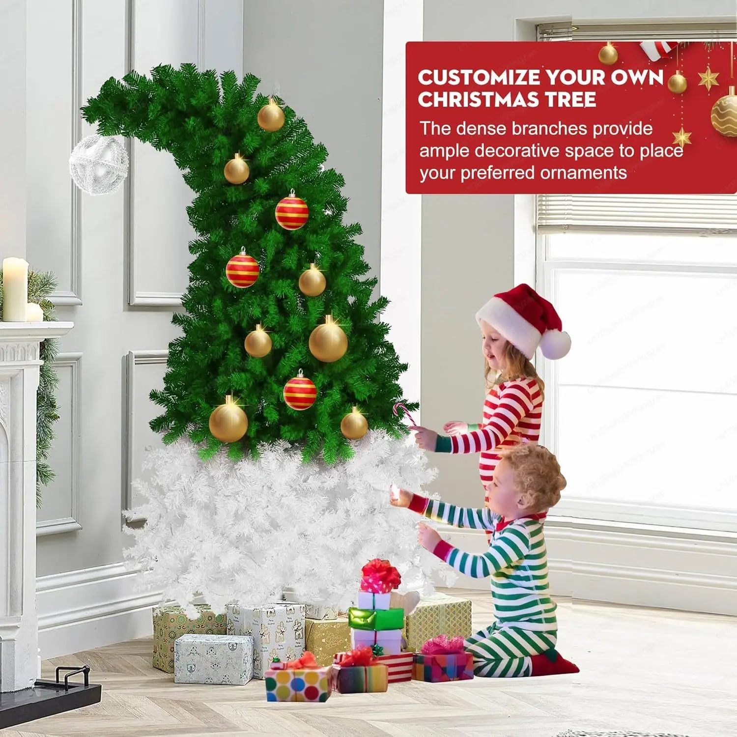 Christmas decoration elbow Christmas tree gift box ornament Festive scene Living room New Year's venue decoration Floor tree