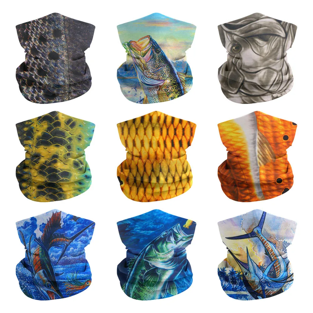 Fish Scales Pattern Neck Gaiter for Fishing Tube Cycling Scarf Hiking Running UV Protection Face Bandana Men Headband Balaclava