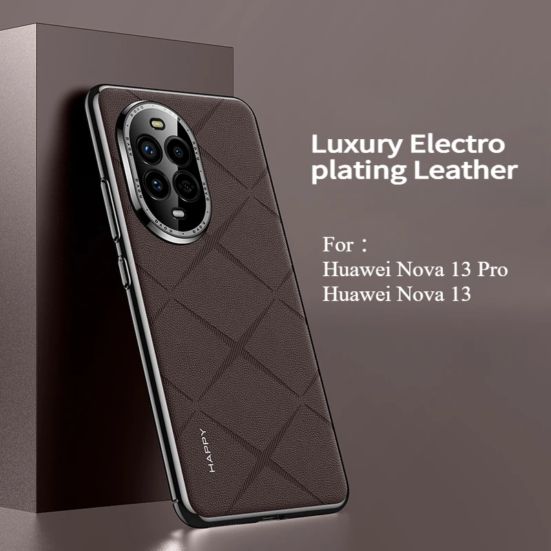 

For Huawei Nova 13 Pro Case Luxury Electroplating Stripe Leather PC Back Cover For Huawei Nova 13 Shockproof Shell Nova13 Funda