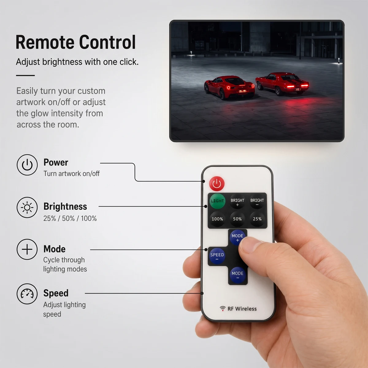 Color-Changing Car Art Pieces Customizable USB Remote Control Garages Bars Rooms Decor - view 6