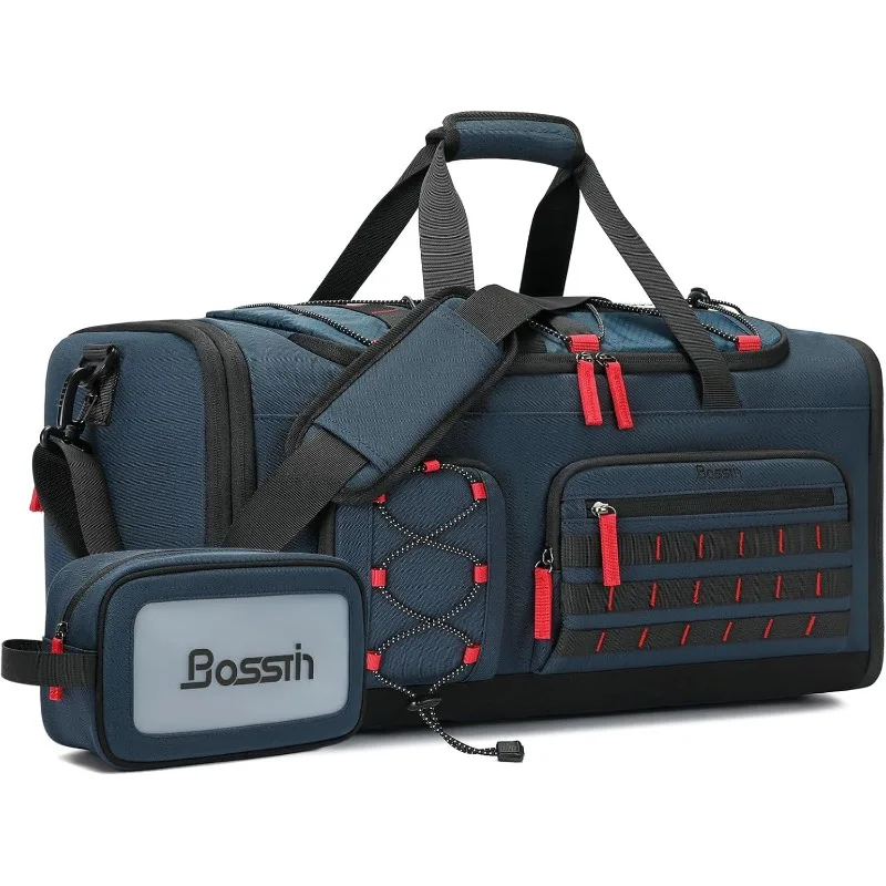 

45L Travel Duffle Sports Duffel Bag Gym Weekender Overnight Backpack with Shoe Compartment (Blue)