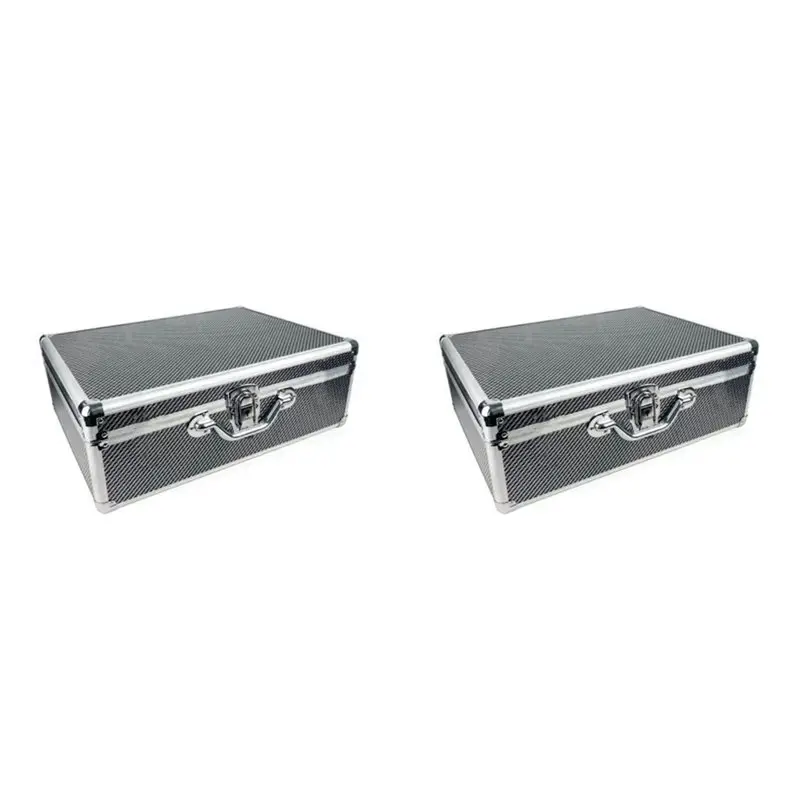 2X Carbon Fiber Tool Box Aluminum Tool Case Suitcase Equipment Hard Carry Bag Instrument Hard Case Portable Toolbox A-B61B