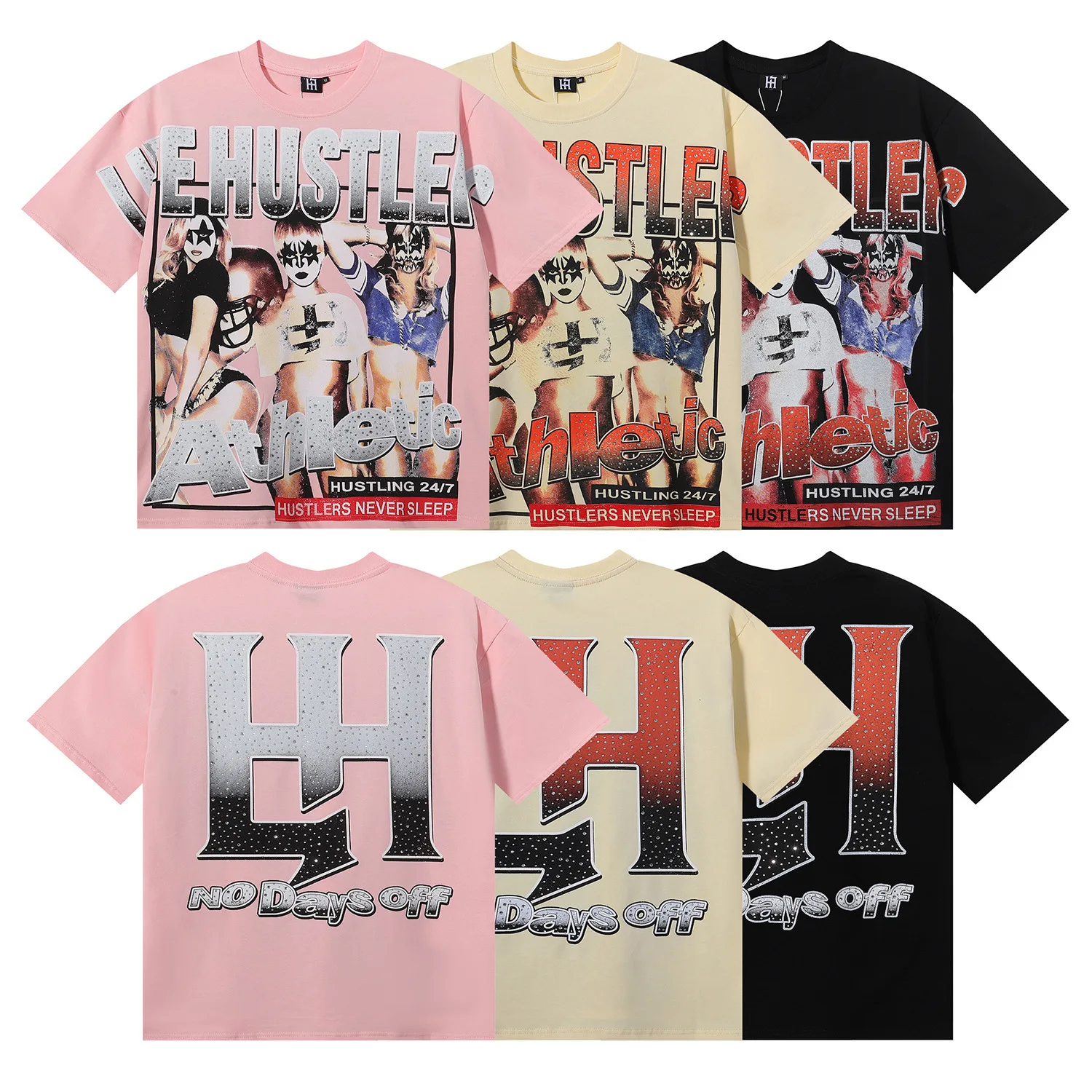 Life Hustlers Football Girls Football Bebe Print Beaded Short-Sleeved T-Shirt for Men and Women Trendy