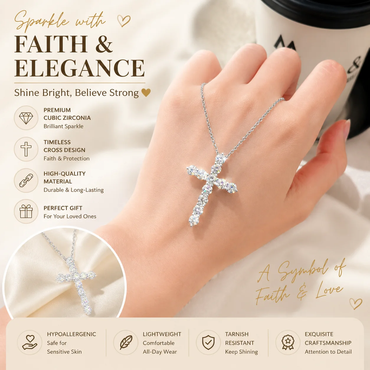 Super Flash Ten Arrows Cross Pendant Clavicle Chain Women's Full Diamond Heavy Industry Hip Hop Style Fashion Cross Necklace