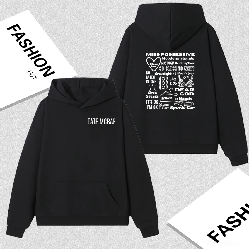 

Singer Tate McRae Merch Sweatshirt Long sleeve Hip Hop Fashion Autumn Winter Casual Loose Hoodie Bodywarmer Streetwear Pullover