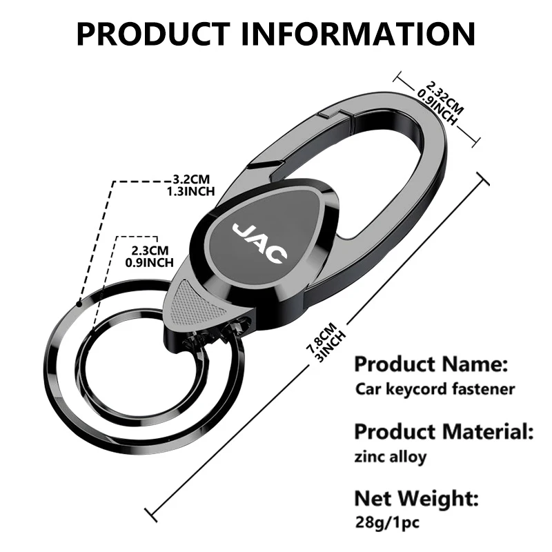 For JAC Metal Car Key Chain Keyring Pendant Auto Badge Keychain RF8 M3 M4 X8 Plus A5 E10X QX T6 T8 Pro T9 J3 J2 S5 Auto Accessor 6