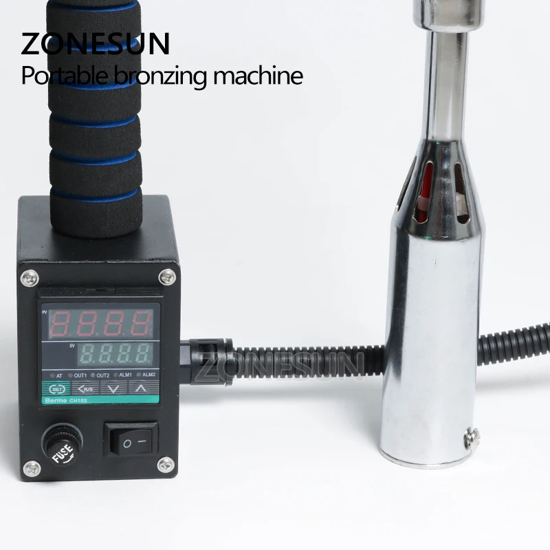 ZONESUN Handheld Leather Hot Foil Stamper Digital Temperature Control Embossing Machine Wood Logo Branding Iron Heat Press