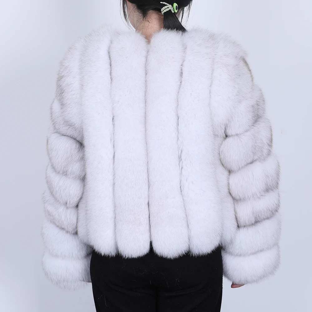 100% leather fur coat, women's warm fashion coat made of natural fox fur, real fox fur coat, long-sleeved jacket, leather coat,