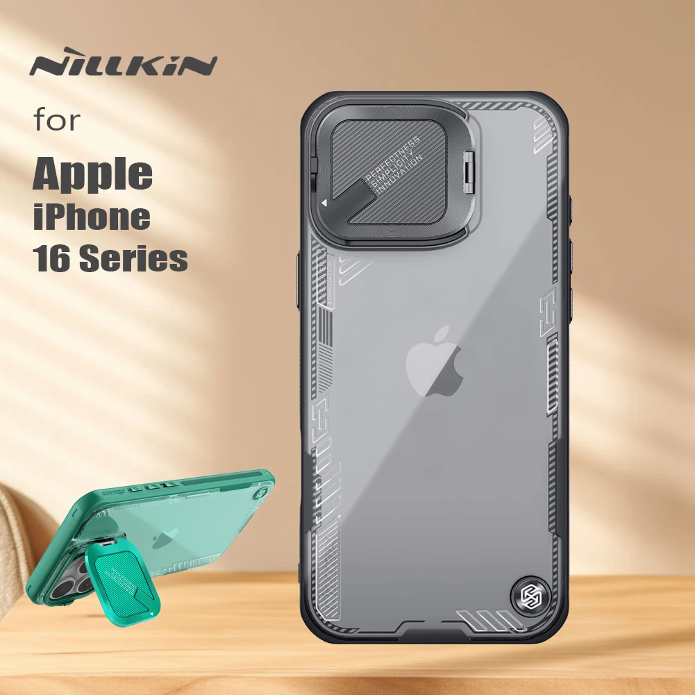 

NILLKIN for iPhone 16 Pro Max / 16 Pro Case iceblade Prop transparent Clear Lens 360 full Camera Stand Back Cover Protection