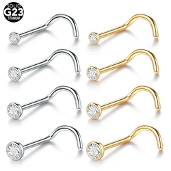 10Pcs/lot G23 Titanium CZ Crystal Nose Screw Piercing Nose Stud Nostril Earrings Nariz Stud Piercing Body Jewelry 18G 20G