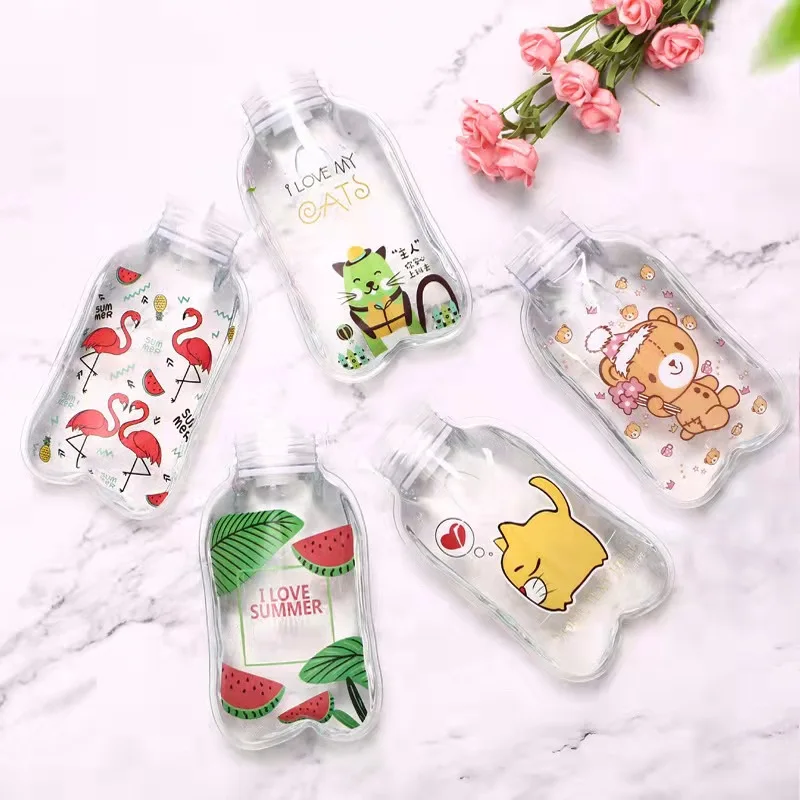 

Cute Transparent Hot Water Bottle Warm Belly Treasure Cartoon Hand Warmer Filled Mini Explosion-proof Portable Hot Water Bags