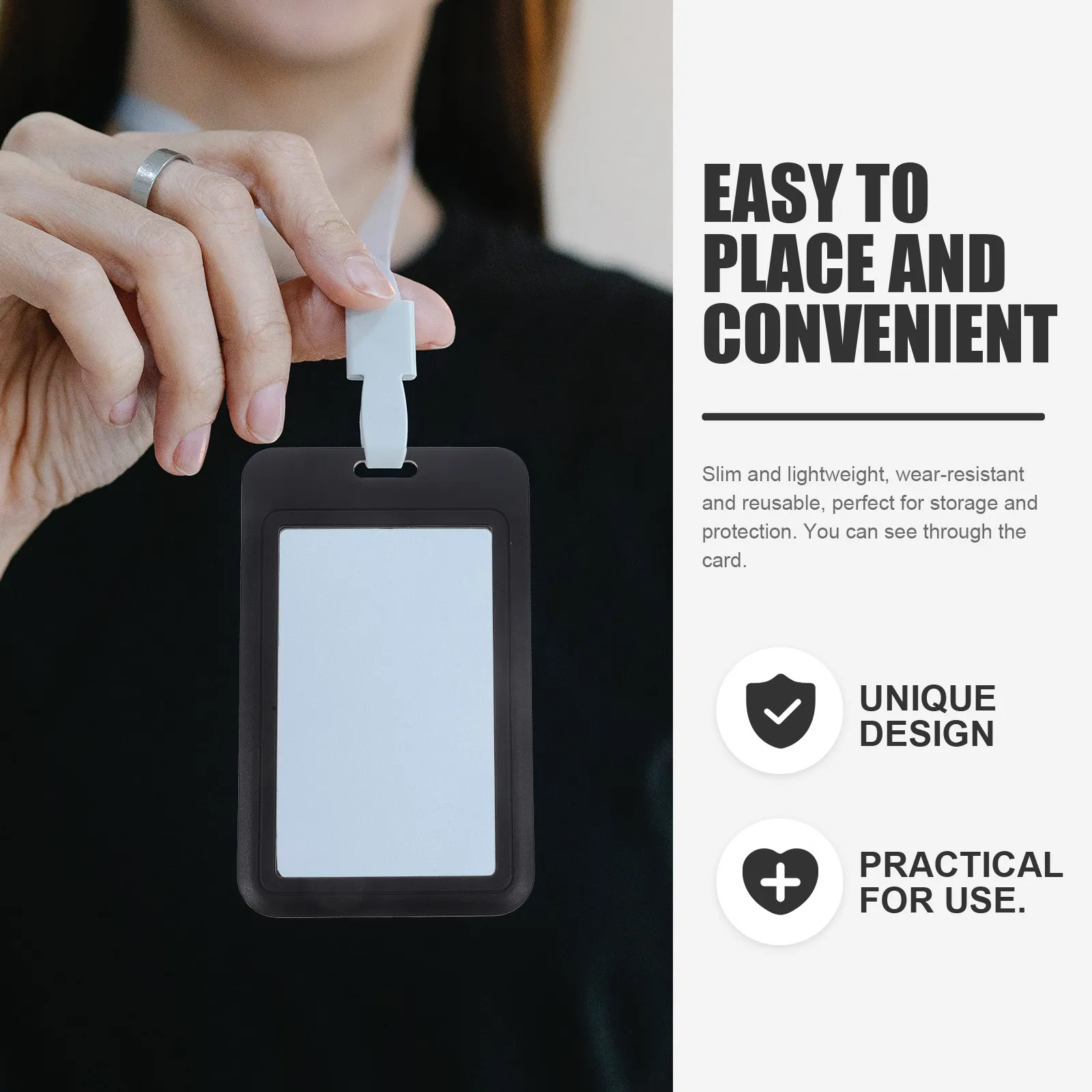 ID Badge Holder 4 Pack Sliding Card Covers Protective Plastic Card Sleeves for Office Work and Daily Use
