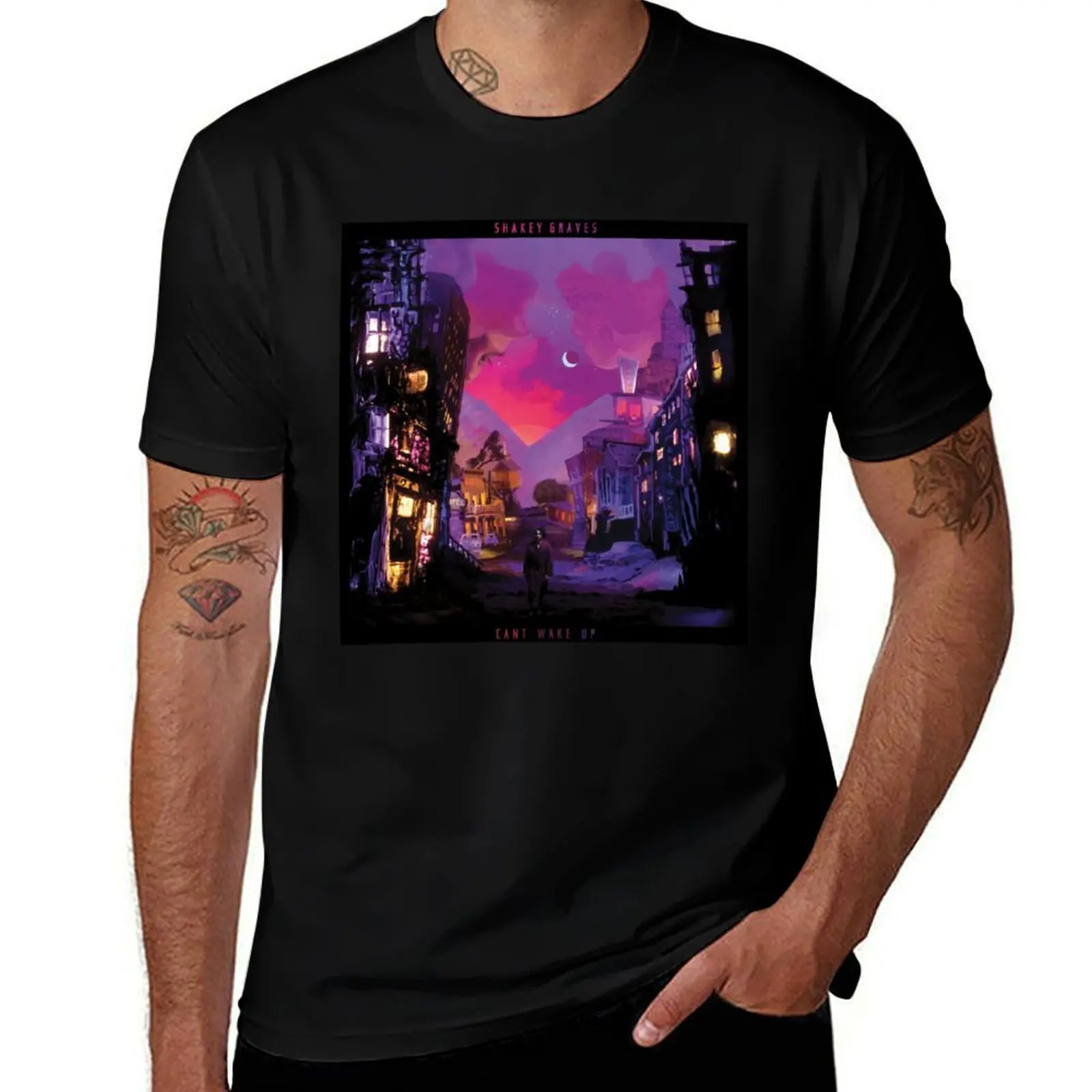 Can't Wake Up- Shakey Graves Album Cover T-Shirt Stylish Graphic Short Sleeve Top