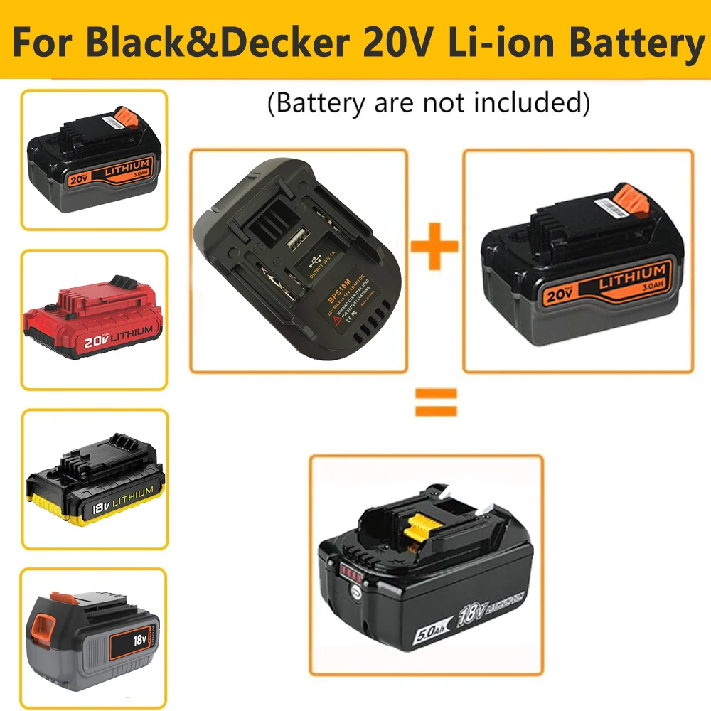 BPS18M Tool Battery Adapter for Black & Decker/For Porter Cable/ for Stanley Battery is Converted To Replace For Makita BL1830