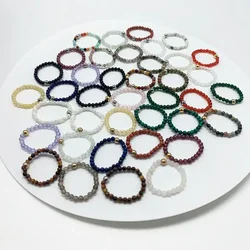 Bohemian Handmade Natural Stone Rings Women With Stainless Steel Bead Multi Color Party Beaded Ring Jewelry Gift Adjustable