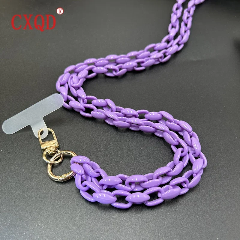 120cm Anti-Lost Colorful Acrylic Cell Phone Chain Lanyard Portable Neck Strap for Outdoor Essential Accessories Gifts
