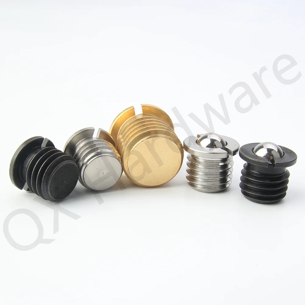 QX413 M5~M16 Factory Outlet Slotted Spring Ball Plunger Brass/Carbon Steel/Stainless Steel Set Bolt With Flange Positioning Ball