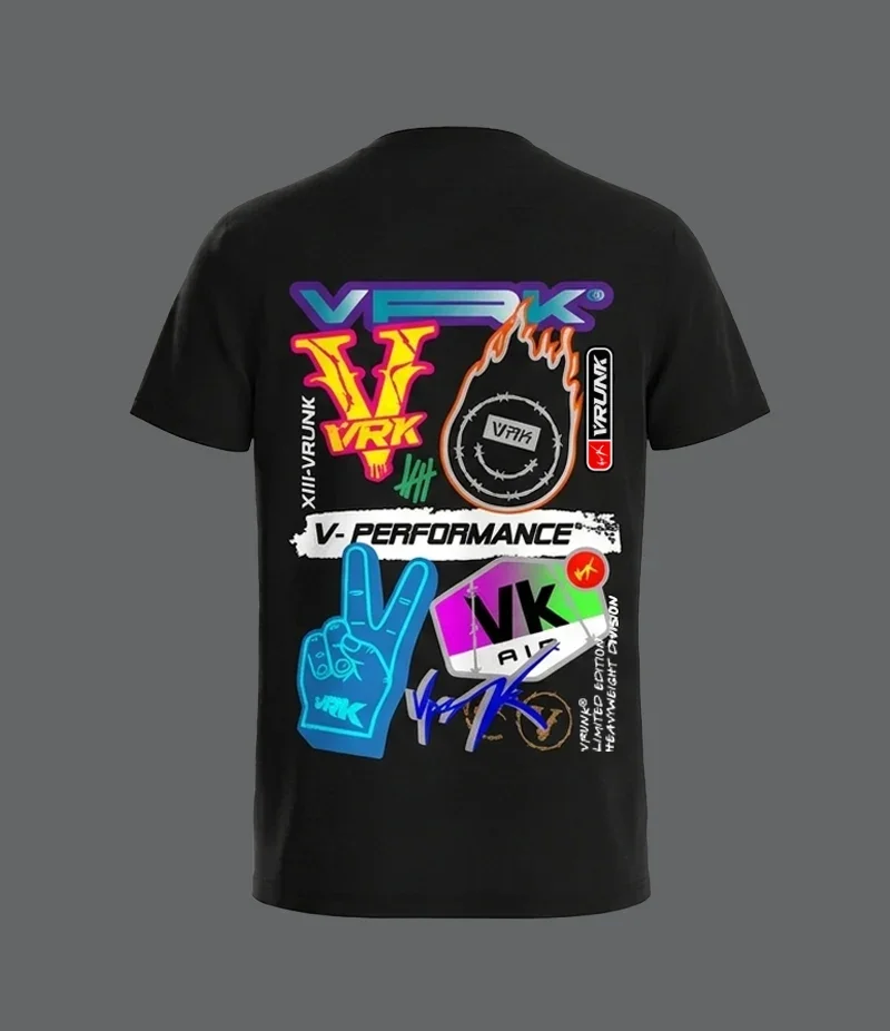 VRK All-Star Series Summer Men's Short Sleeve 230g Pure Cotton Casual Printed T-Shirt for Outdoor Running and Sports