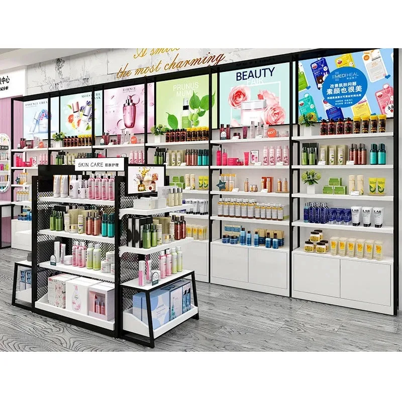 Custom. Salon Make Up Stand Showcase Winkel Decoratie Planken Voor Winkels Cosmetische Vitrinekast