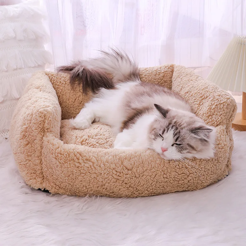 Winter Fully Removable And Washable Cat Nest Plus Velvet And Thickened Warm Dog Nest Lambswool Sofa Bed Cushion Pet Supplies