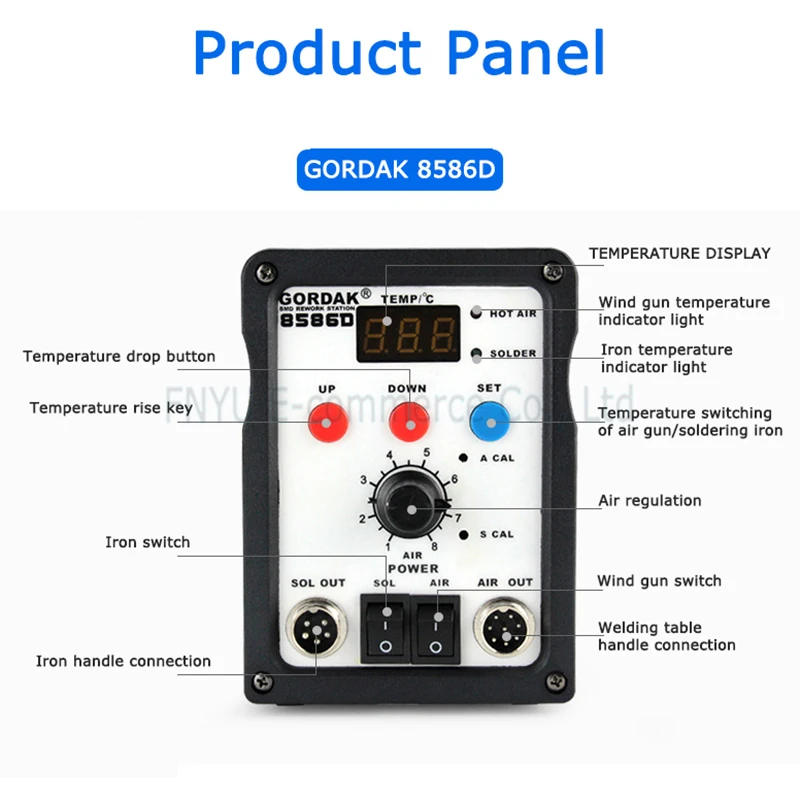 GORDAK 8586D محطة لحام الهواء الساخن 2 في 1 سبيكة لحام آلة إعادة العمل المغناطيسي التعريفي النوم بغا مصلحة الارصاد الجوية أداة إصلاح