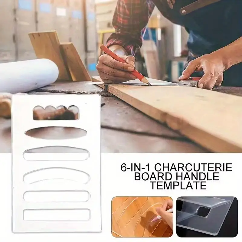 6-in-1 Acrylic Charcuterie Board Handle Template for DIY Woodworking Router Projects Durable Easy To Use Design Craft Tool