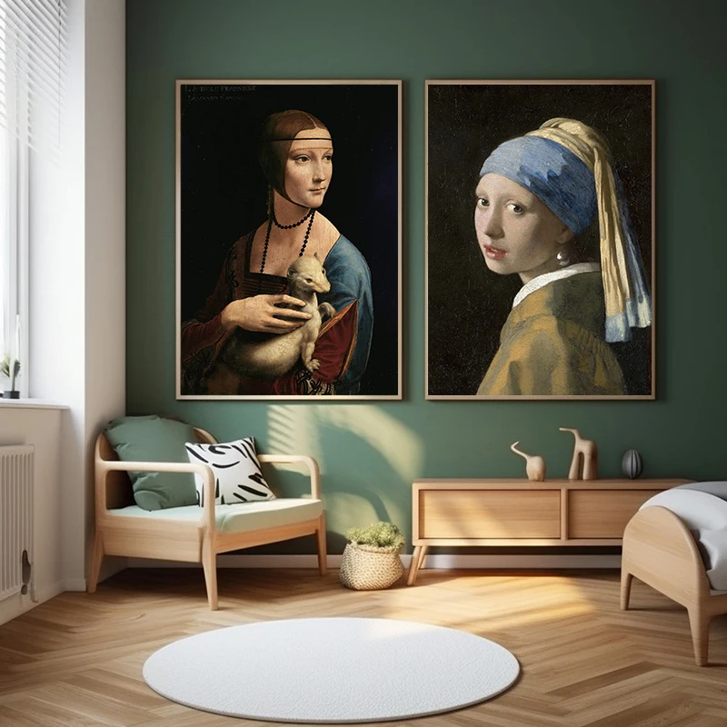 Vintage Van Gogh Mona Lisa Famous Figure Portrait Poster and Print Canvas Painting Wall Art Picture for Room Home Decor Unframed