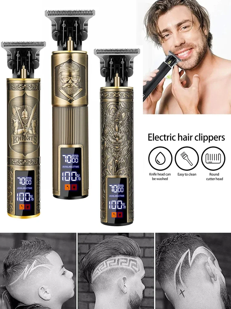 Akumulatorowy trymer do włosów, maszynka do strzyżenia w stylu vintage, szybkie ładowanie USB, elektryczna maszynka do strzyżenia włosów, golarka elektryczna, profesjonalny barber. — zdjęcie 2