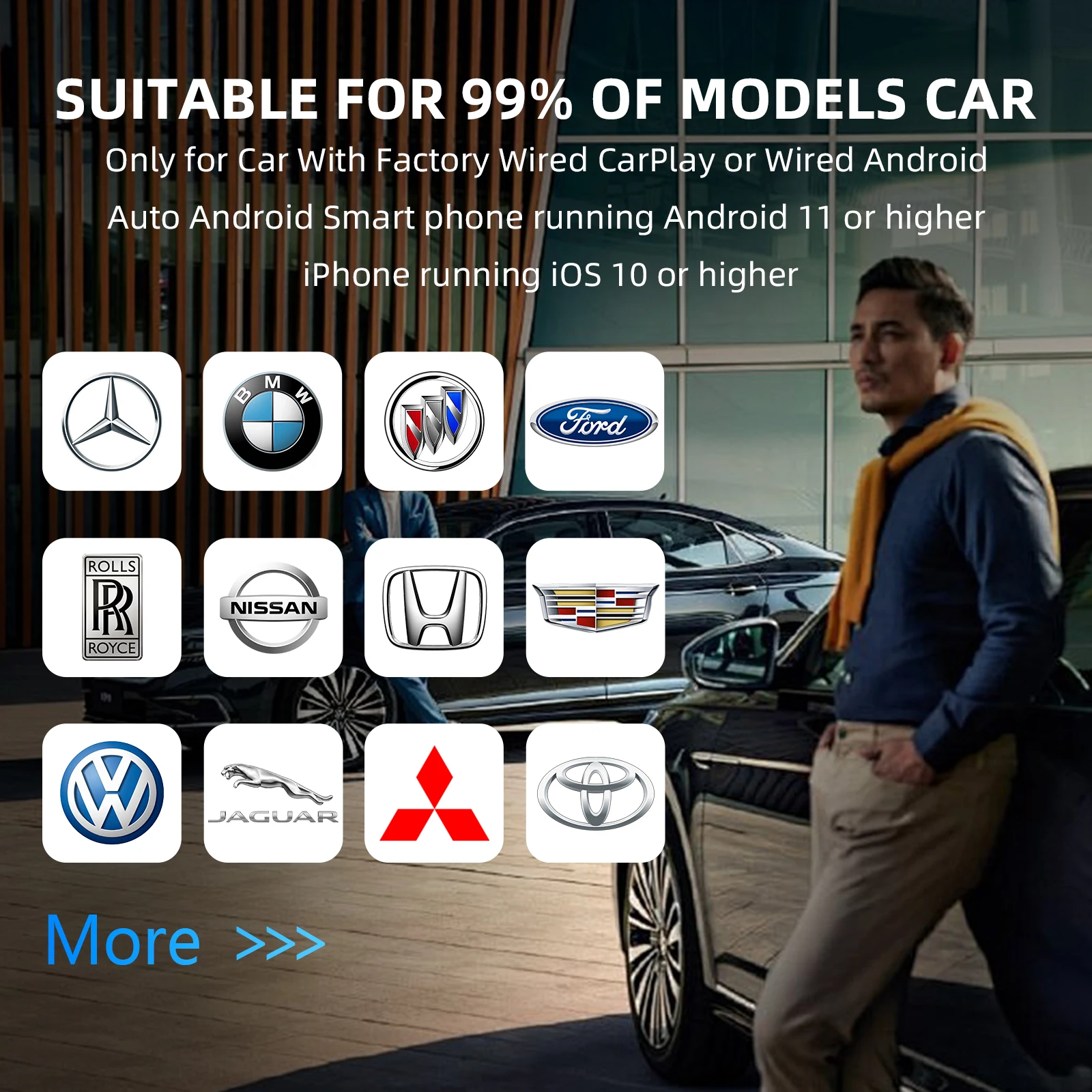 Ezonetronics ワイヤレスCarPlay Android Autoアダプター 純正有線車用 プラグアンドプレイ おしゃれで持ち運びやすい 2in1