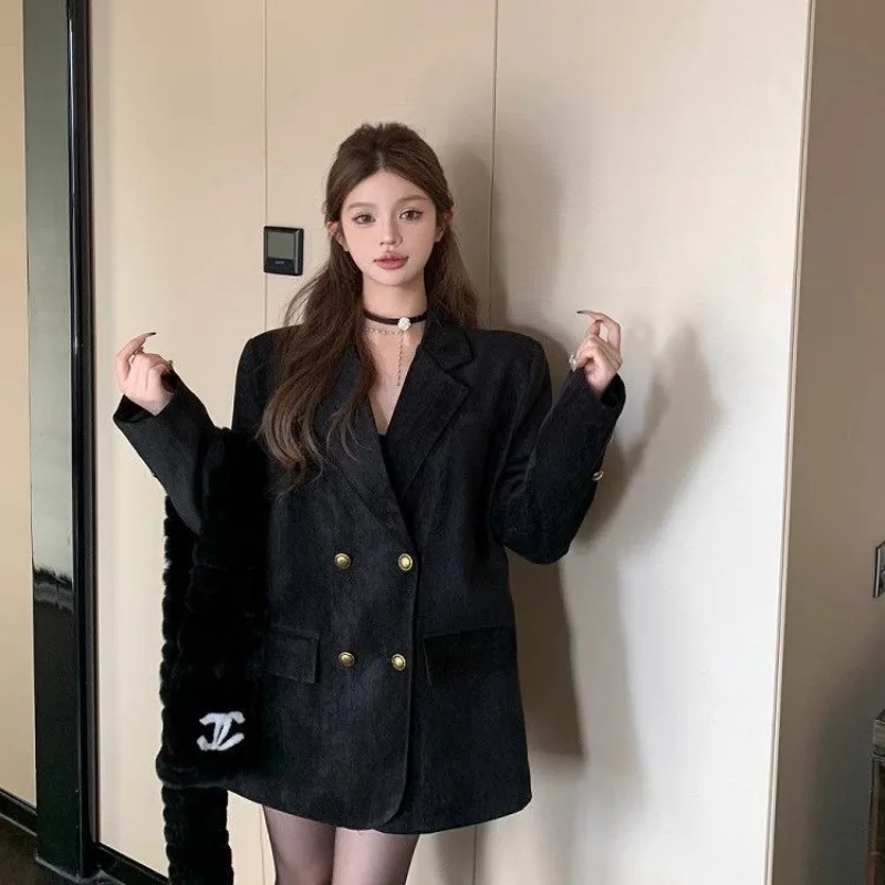 Luxury Vintage Metal Buttons Women Blazer High-end Clothing Spring Autumn Jacket Office Ladies Coat Loose Streetwear New