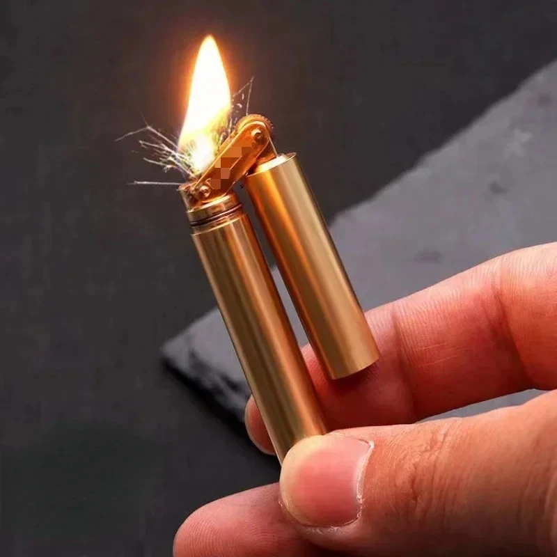 2025 New Creative Unusual Double Stick Grinding Wheel Lighter Foldable for Convenient Carrying Exquisite Gift for Men