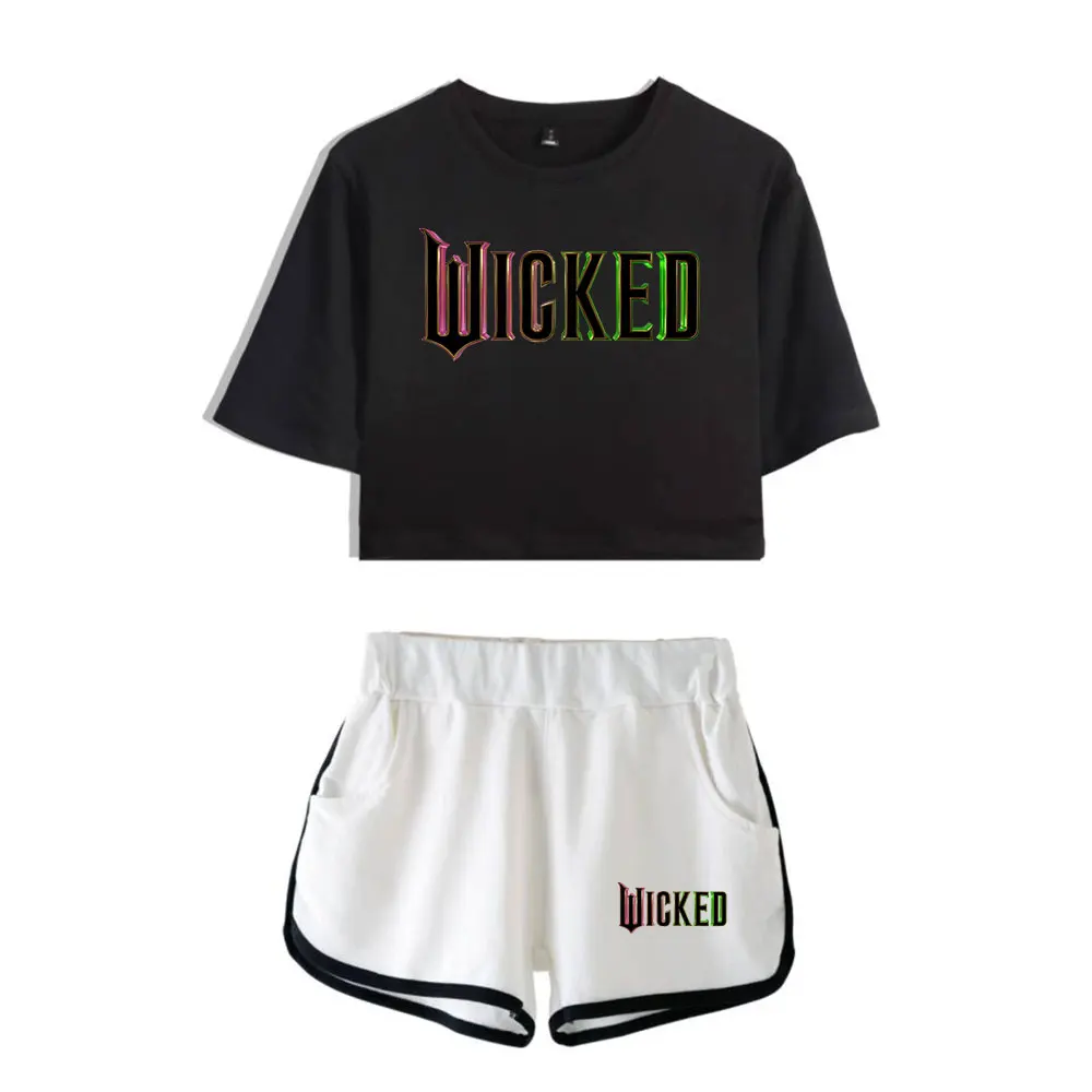 

Wicked Pink And Green Vintage 90s logo Merch Tops Fashion Two Piece Set Shorts+Lovely TShirt Streetwear Harajuku Outwear