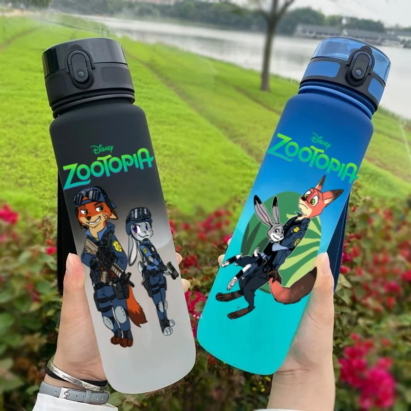 650MLZootopia  Cartoon Figure Water Cup Portable Children's  Plastic Outdoor Sports Large Capacity Anti-drip Water Bottle Gift